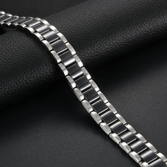 Black/White Ceramic Bracelet Magnetic Stone Therapy Health Stainless Steel Bracelets Men's Jewelry 20.5*13 mm pulseras hombre